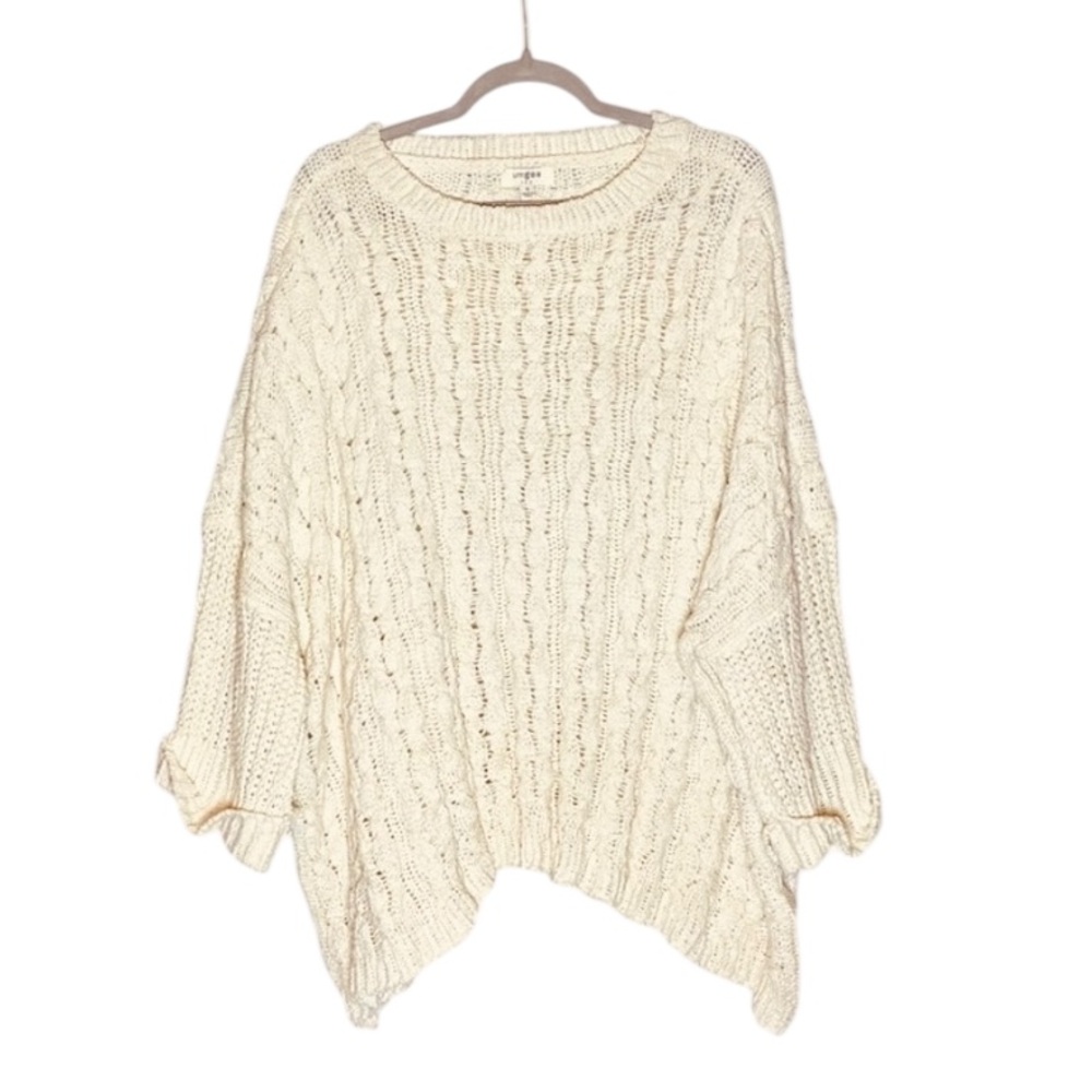 Umgee Cream Cable Chunky Knit  Oversized Sweater Style A4281